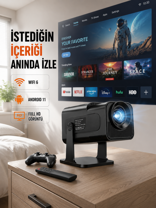 tekno HCS350pro 1080P Full HD Taşınabilir Android Projektör Yeni Nesil 2026