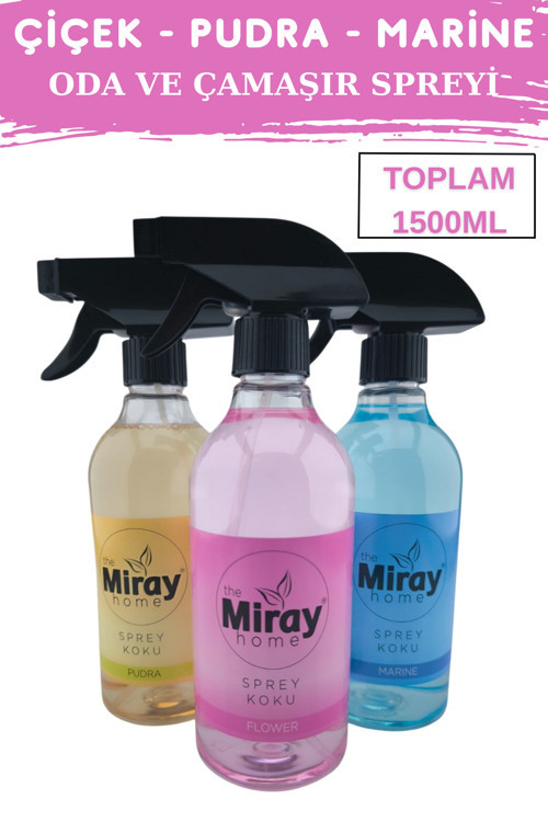Home Çiçek, Pudra Ve Marine Oda & Çamaşır Spreyi 3’Lü Paket – 3 X 500 Ml