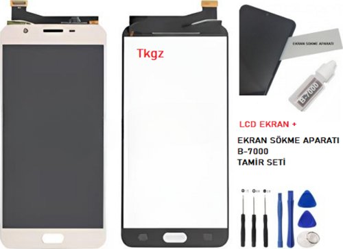 Samsung Galaxy J7 PRİME - SM-G610F Lcd Ekran Dokunmatik  Kalite GOLD + B-7000 + TAMİR SETİ