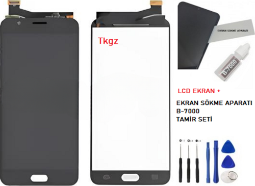 Samsung Galaxy J7 PRİME - SM-G610F Lcd Ekran Dokunmatik Kalite SİYAH + B-7000 + TAMİR SETİ