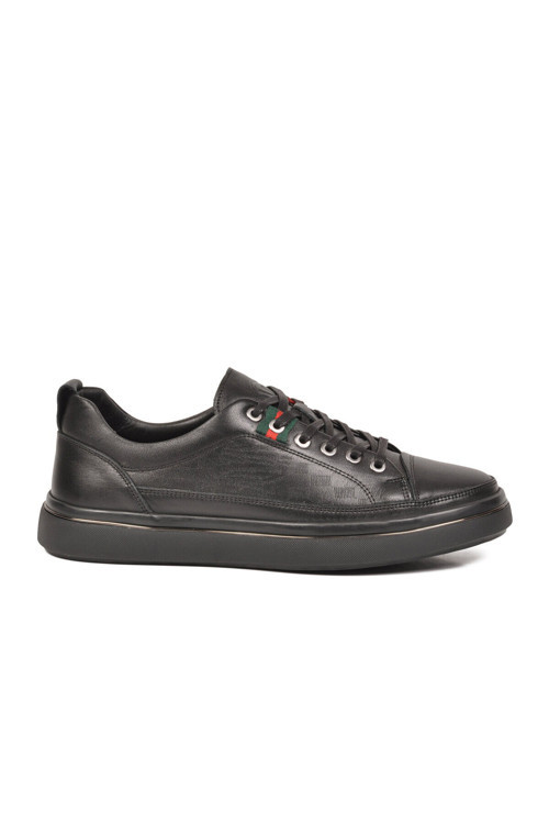 Siyah Hakiki Deri Erkek Sneaker Memory Taban Casual Ayakkabı M665 M