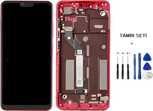 Xiaomi Mİ 8 LİTE Lcd Ekran Dokunmatik  Kalite ÇITALI KIRMIZI + TAMİR SETİ