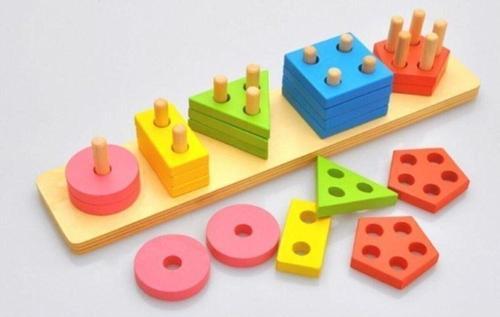 Ahşap Eğitici 5'li Geometrik Şekil Yerleştirme Bultak Oyunu