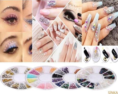 Tırnak Süsleme Yüz Taşı Kolay Uygulanabilir 4'lü Nail Ve Yüz Süsleme Tırnak Desen Taş Seti