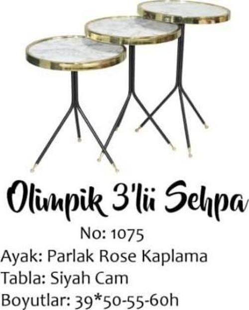 Brc Zigon 13409 Olimpik Model Beyaz Mermer Metal Gold Kaplama Ayak El Yapım 