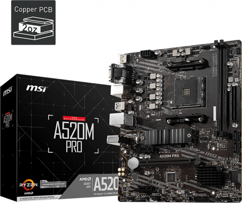 A520M PRO DDR4 4600/1866Mhz M.2 MATX AM4