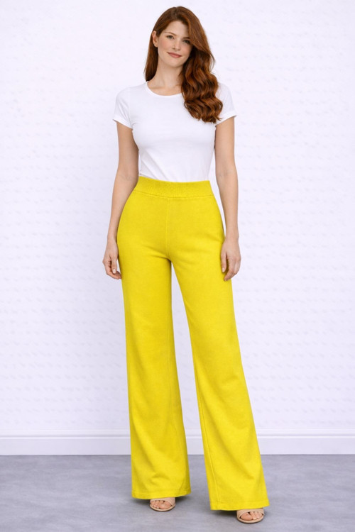 Beli Lastikli Bol Paça Polyester Pantolon