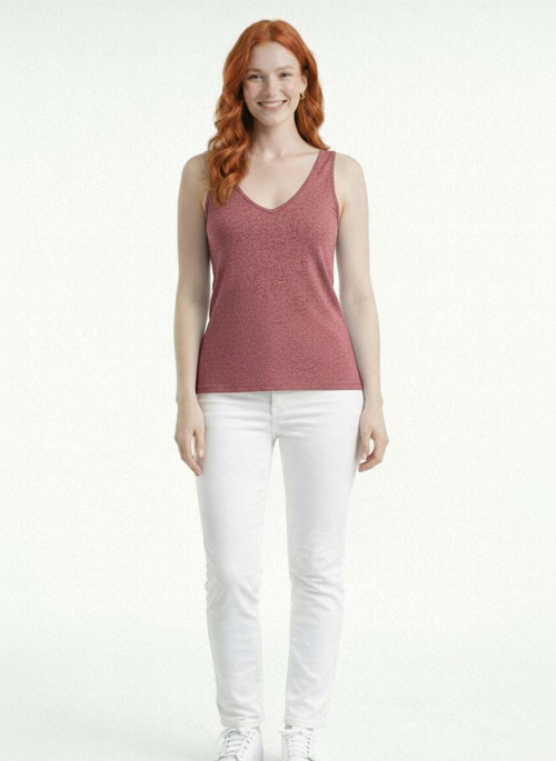 Kadın V Yaka İnce Askılı Basic T-Shirt