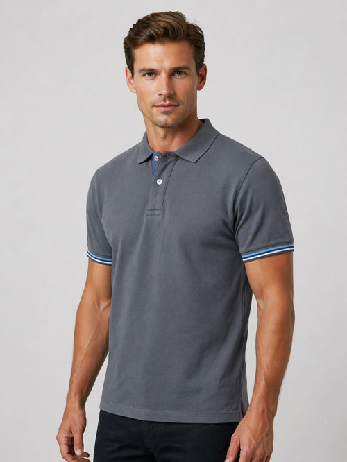 Erkek Polo Yaka Kontrast Şerit Detaylı Slim Fit T-Shirt