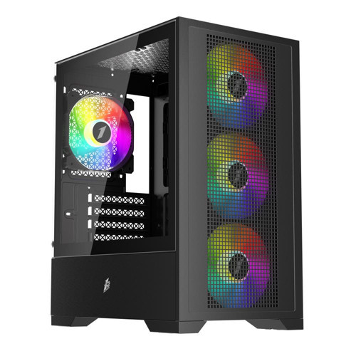 GO2 SİYAH FK 550W 4X12CM RAINBOW FAN TEMPERLİ CAM USB 3.0 M-ATX KASA