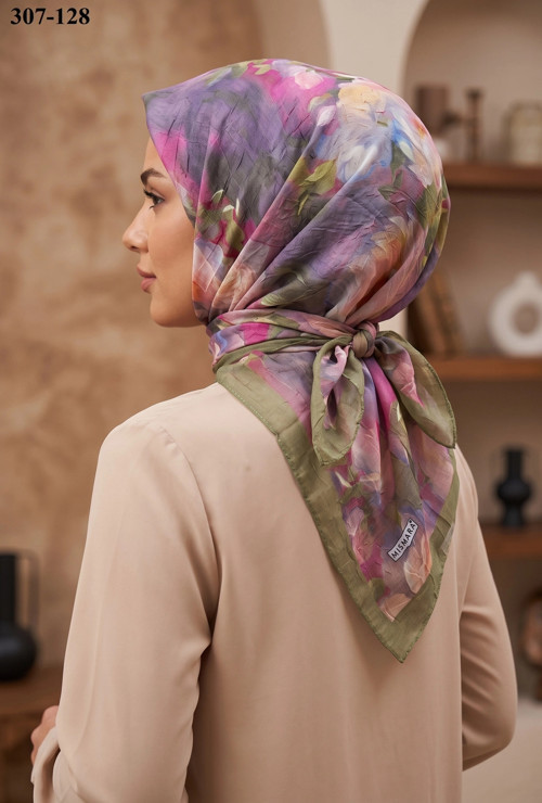 scarf Desenli Bambu Kraş Pamuk Eşarp 307-128
