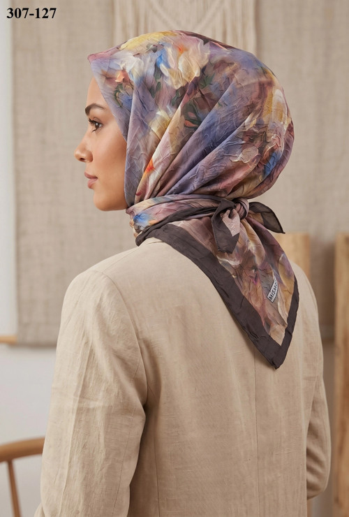 scarf Desenli Bambu Kraş Pamuk Eşarp 307-127