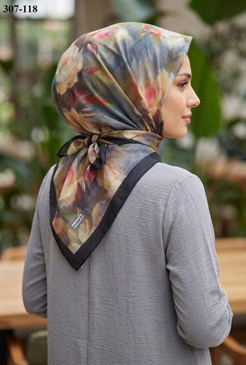 scarf Desenli Bambu Kraş Pamuk Eşarp 307-118