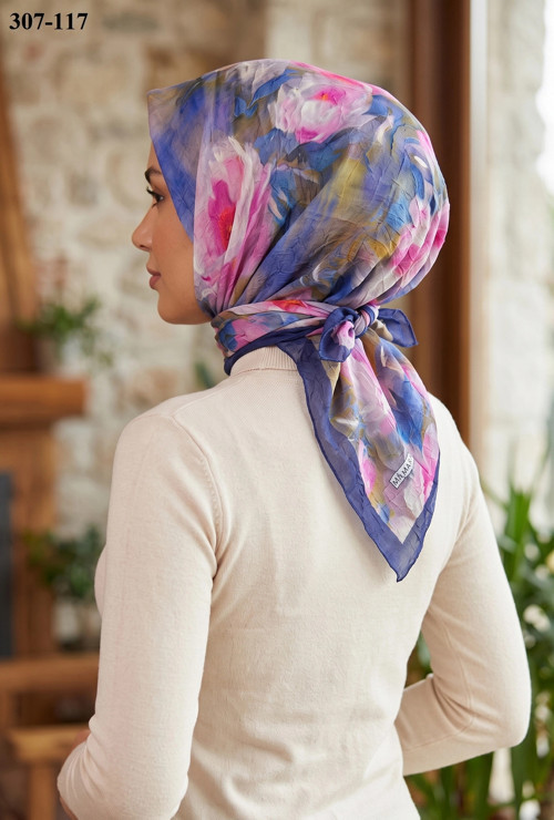 scarf Desenli Bambu Kraş Pamuk Eşarp 307-117