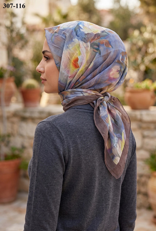 scarf Desenli Bambu Kraş Pamuk Eşarp 307-116