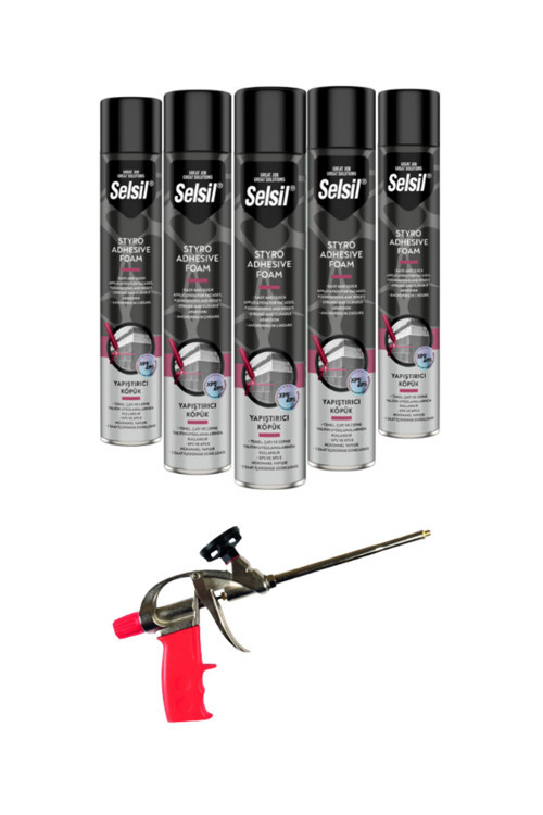 Poliüretan Tabancalı Yapıştırıcı Köpük 850 Gr - 750 Ml -5 Adet + Demir Köpük Tabancası