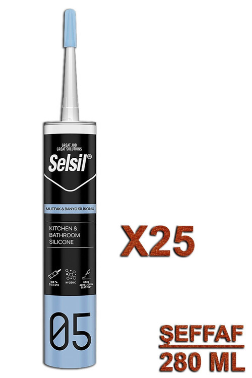 Selsil Mutfak Ve Banyo Silikonu Şeffaf 280 Ml (25 Adet)