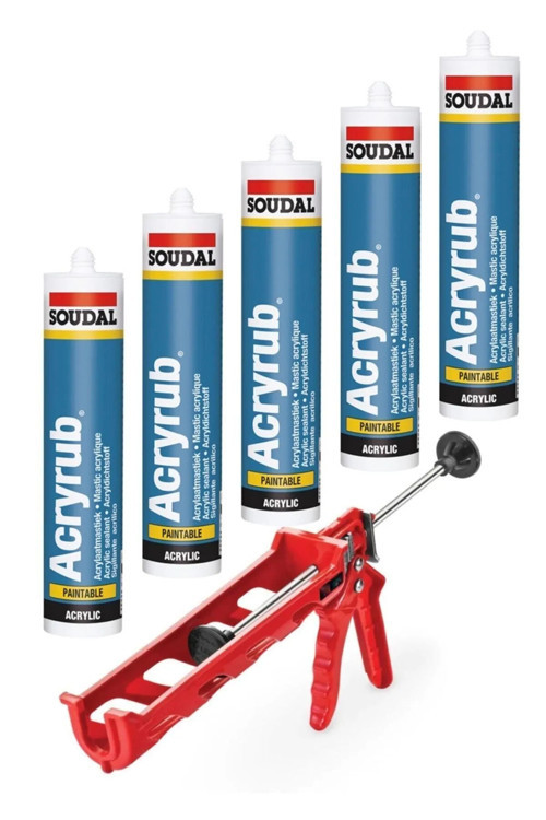 Silikonize Mastik 5 Adet Siyah Mastik + 1 Adet Tabanca 500Gr Acryrub