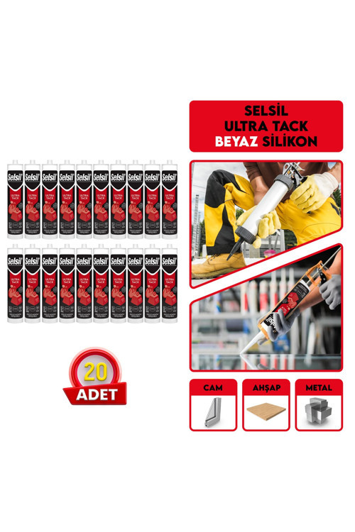 Ultra Tack (300 Kg Dayanıklı) Beyaz Silikon | 20 Adet + Sert Plastik Silikon Tabancası