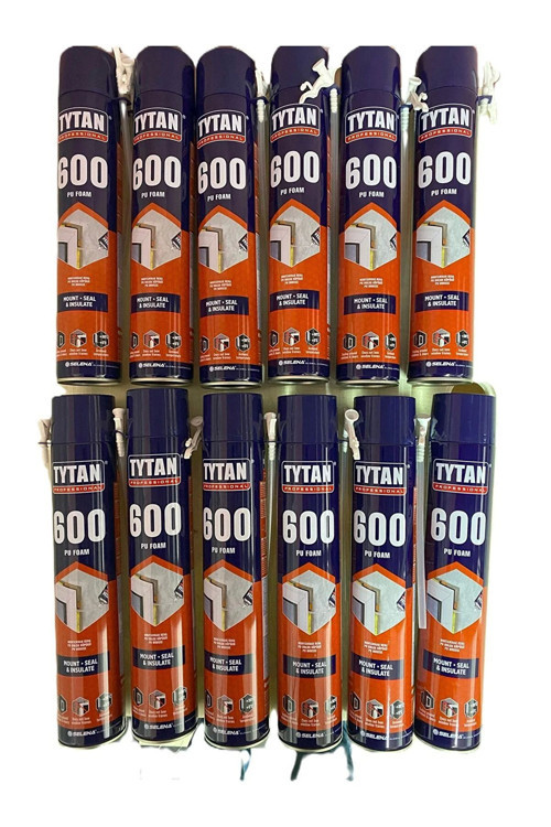 Polyfix 600Gr - 12 Adet Poliüretan Montaj Dolgu Köpüğü Professional Ses Ve Isı Yalıtım Pipetli
