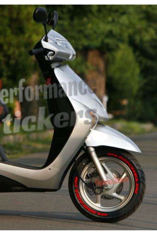 Michelin Scooter Lastik Yazısı Lastik Stikeri 10-14 İnç Arası Uyumlu Lastik Sticker 8 Adet Kırmızı