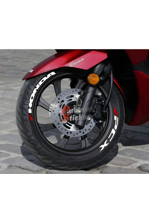 Scooter Honda Pcx Lastik Sticker Seti 10-14İnç Uyumlu Lastik Yazısı Dekor Lastik Stiker Beyaz