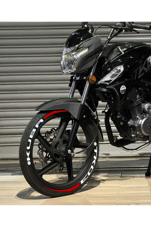 Kuba Tk 03 + Şerit Motorsiklet Lastik Stikeri Lastik Yazısı 16-19 İnç Arası Uyumlu Lastik Sticker