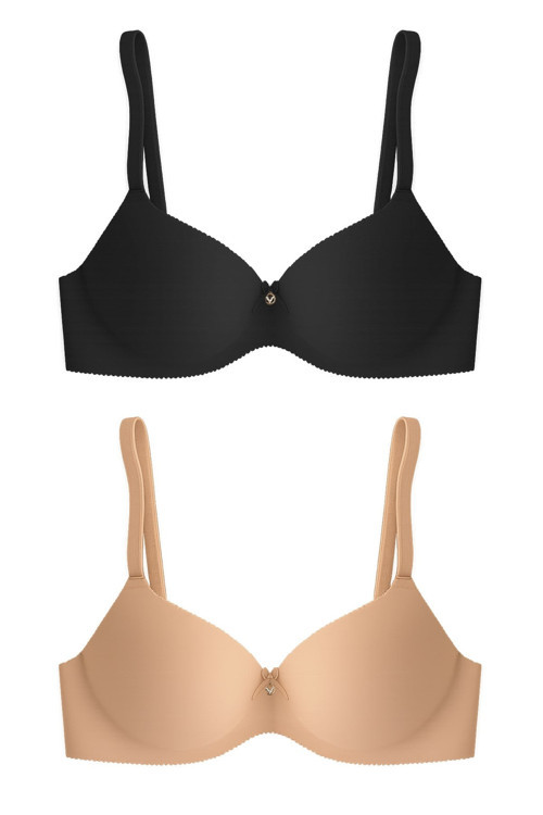Seamless Bra - Selene | Lazer Kesim Balenli Yarım Dolgulu Push Up Straplez Kadın Sütyen 2'li Paket