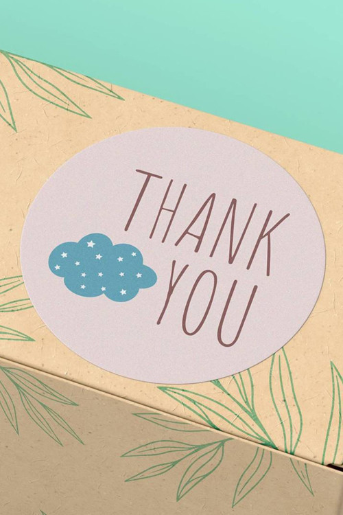 90 Adet - 3X3Cm - Thank You Teşekkür Etiketi Yıldızlı Bulut Kargo Paketleme Ambalaj Sticker 3X3Cm - St2026