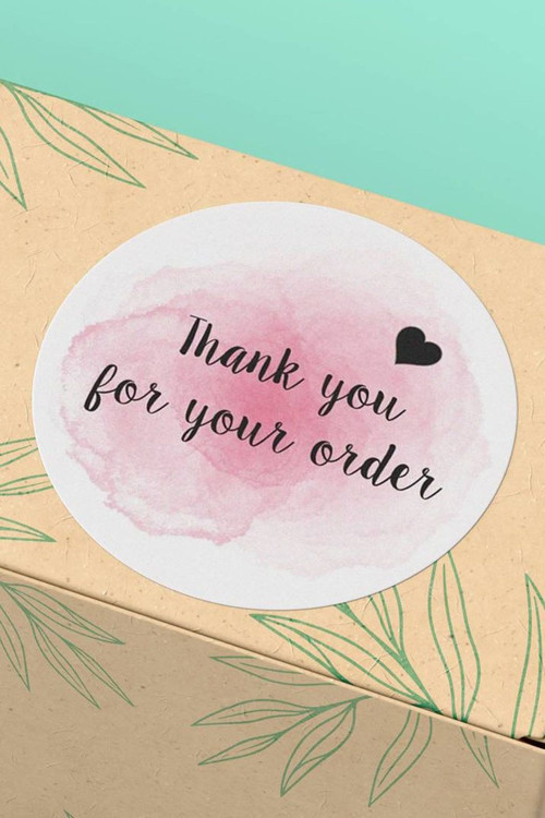 90 Adet - 3X3Cm - Sulu Boya Thank You Yazılı Hediye Kargo Paketleme Sticker Sipariş Etiketi 3X3Cm - St2103