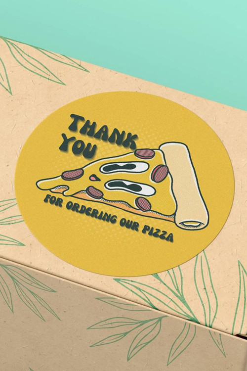 90 Adet - 3X3Cm - Thank You Pizza Teşekkür Etiketi Sarı Kargo Paketleme Ambalaj Sticker 3X3Cm - St2036