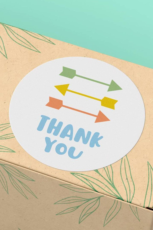 90 Adet - 3X3Cm - Thank You Teşekkür Etiketi Renkli Ok Desenli Kargo Paketleme Ambalaj Sticker 3X3Cm - St2029