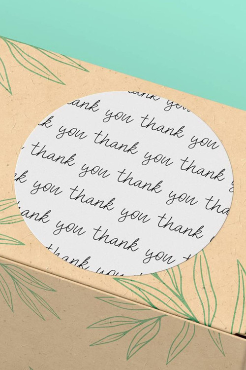 90 Adet - 3X3Cm - Thank You Teşekkür Etiketi Beyaz Yazılı Kargo Paketleme Sticker 3X3Cm - St2013