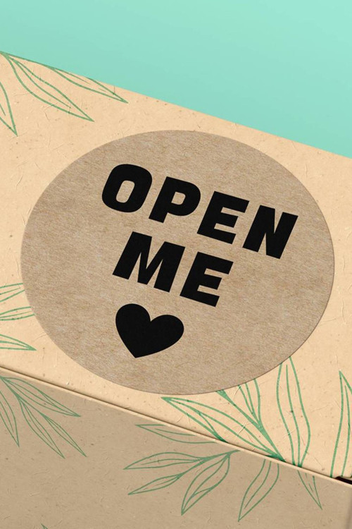 90 Adet - 3X3Cm - Kraft Open Me Etiketi Kargo Ambalaj Süsü 3X3Cm - St2316