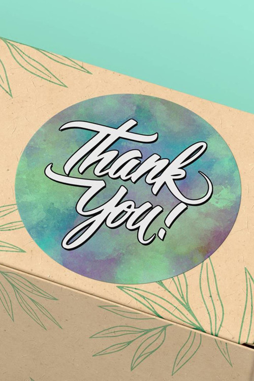 90 Adet - 3X3Cm - Thank You Teşekkür Etiketi Renkli Sulu Boya Kargo Paketleme Sticker 3X3Cm - St2021