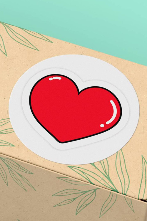 90 Adet - 3X3Cm - Kırmızı Kalp Desenli Hediye Ve Kargo Paketleme Sticker Sipariş Etiketi 3X3Cm - St2102