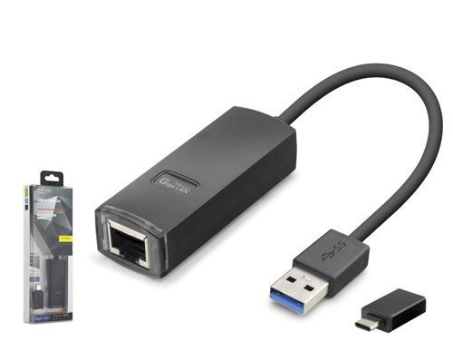 Usb 3.1 Usb Type-c Gen1 Ethernet Adaptör Gigabit Siyah LAN03