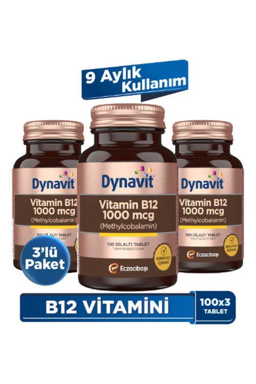 Vitamin B12 1000 mcg 100 Dilaltı Tablet x3 - Methylcobalamin - Hafıza & Enerji