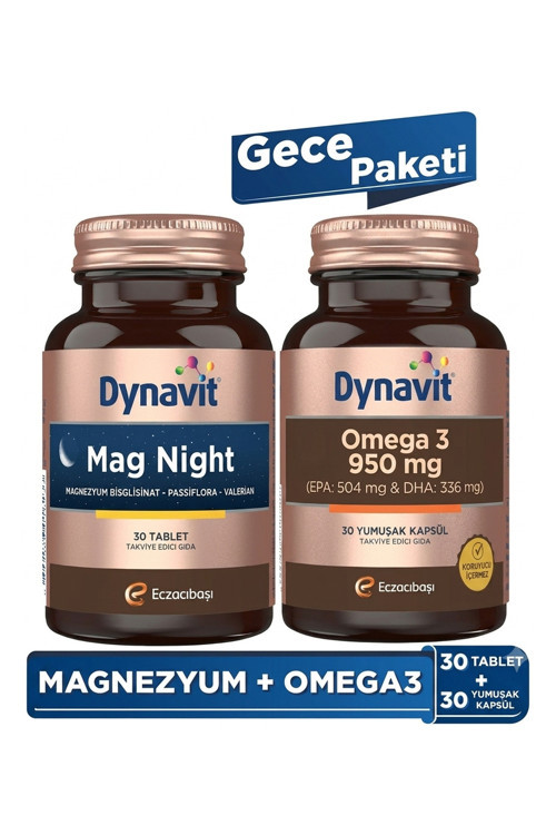 Mag Night (Akşam / Gece Magnezyumu ) 30 Tab & Omega 3 950 Mg 30 Kapsül - Gece Paketi