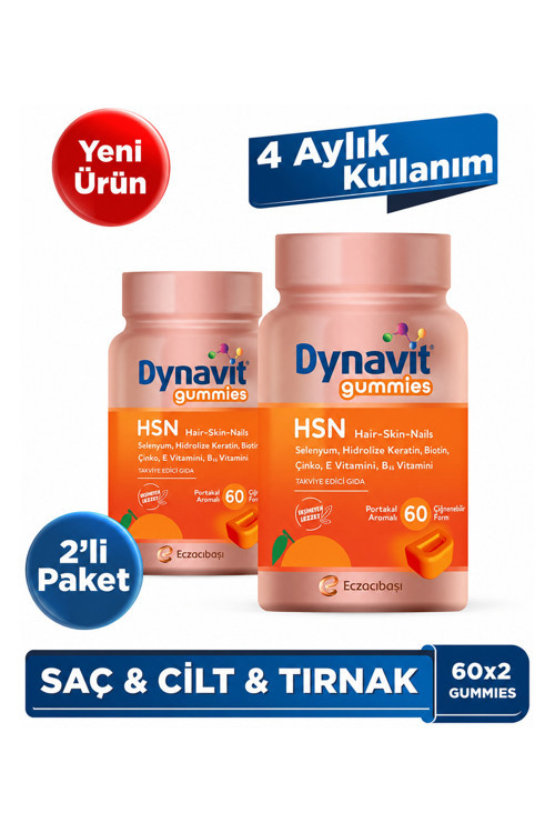 Gummies HSN Hair Skin Nails 60 Çiğnenebilir Form x2 - Hidrolize Keratin, Biotin - Saç&Cilt&Tırnak