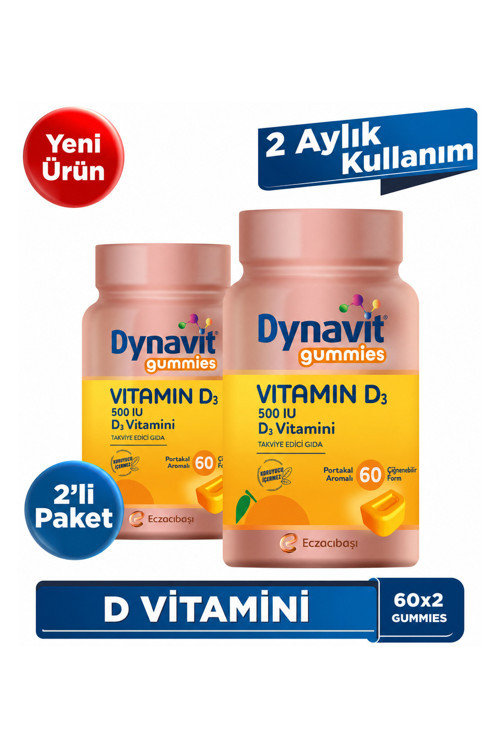 Gummies Vitamin D3 60X2 Çiğnenebilir Form - Aile Boyu Kullanım – D Vitamini - Kas & Kemik & Bağışıklık