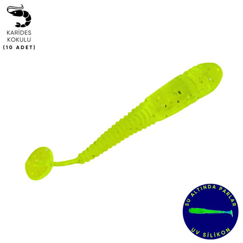 Silikon Kurt Yem - 1,1g 55mm - Wormix - 10 Adet - UV - Fluo Green