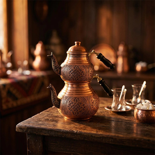 Çaydanlık İşlemeli Model 1 Kırmızı
