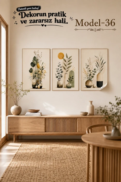Statik Tutunma Özellikli Tablo - Poster Modern (Model- 36)