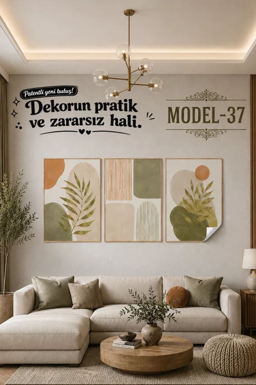 Statik Tutunma Özellikli Tablo - Poster Modern (Model- 37)