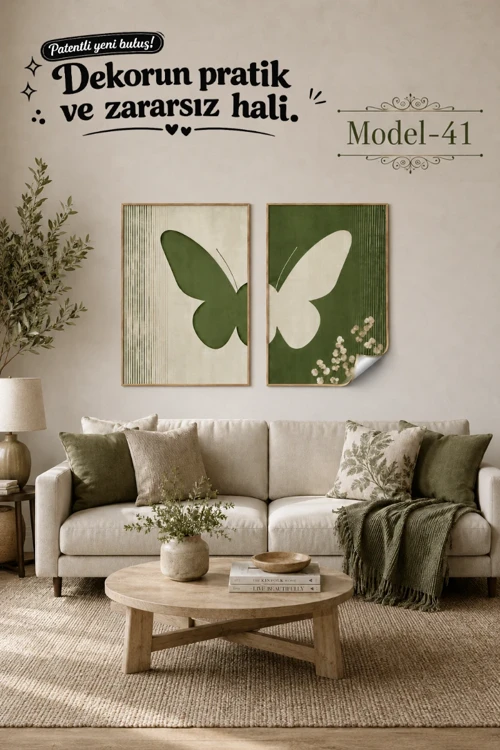 Statik Tutunma Özellikli Tablo - Poster Modern (Model- 41)
