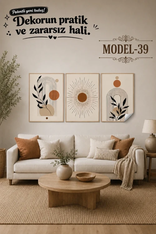 Statik Tutunma Özellikli Tablo - Poster Modern (Model- 39)