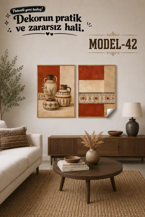 Statik Tutunma Özellikli Tablo - Poster Modern (Model- 42)
