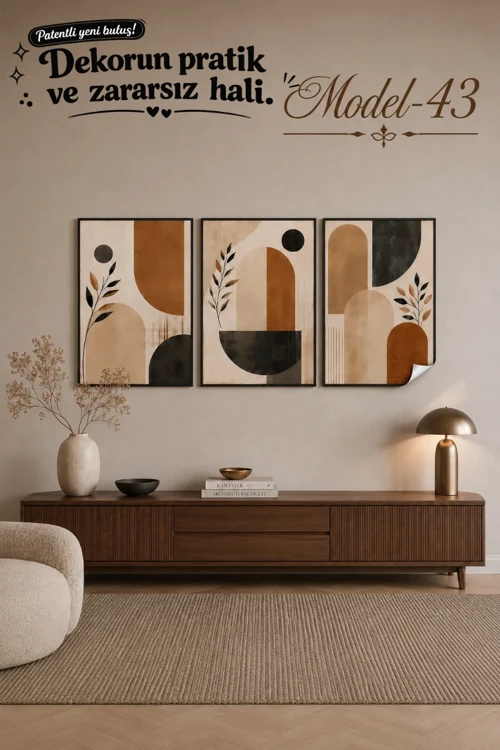 Statik Tutunma Özellikli Tablo - Poster Modern (Model- 43)