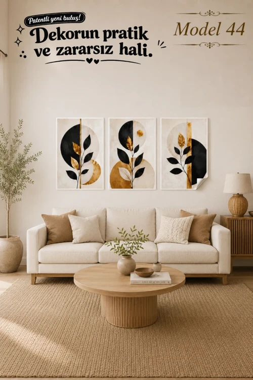 Statik Tutunma Özellikli Tablo - Poster Modern (Model- 44)